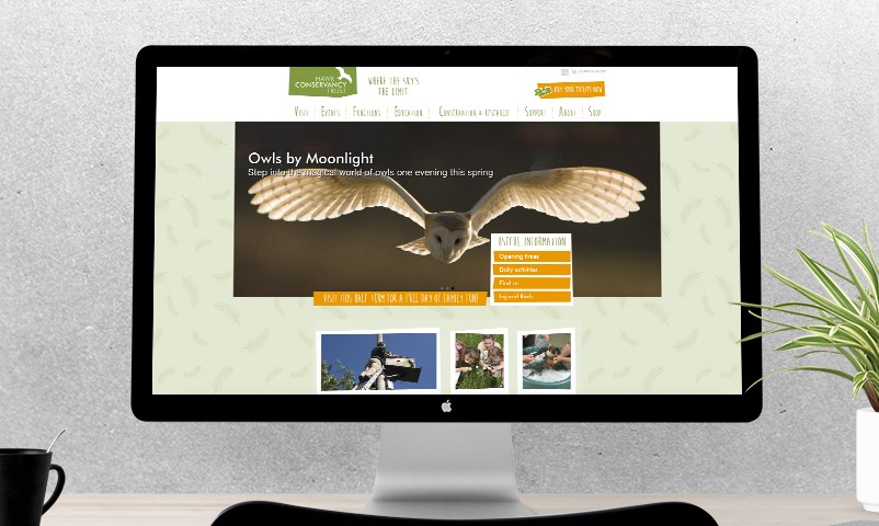 mock up web design for hawk conservancy close up